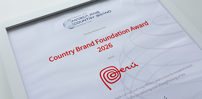Diploma al Premio Country Brand Foundation a la Marca Perú